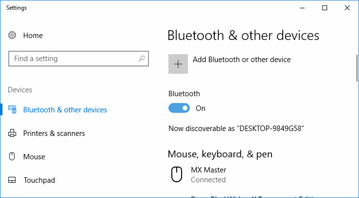 Enable Bluetooth Windows 10