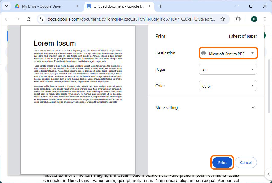 Save Google Docs as PDF - Print 2